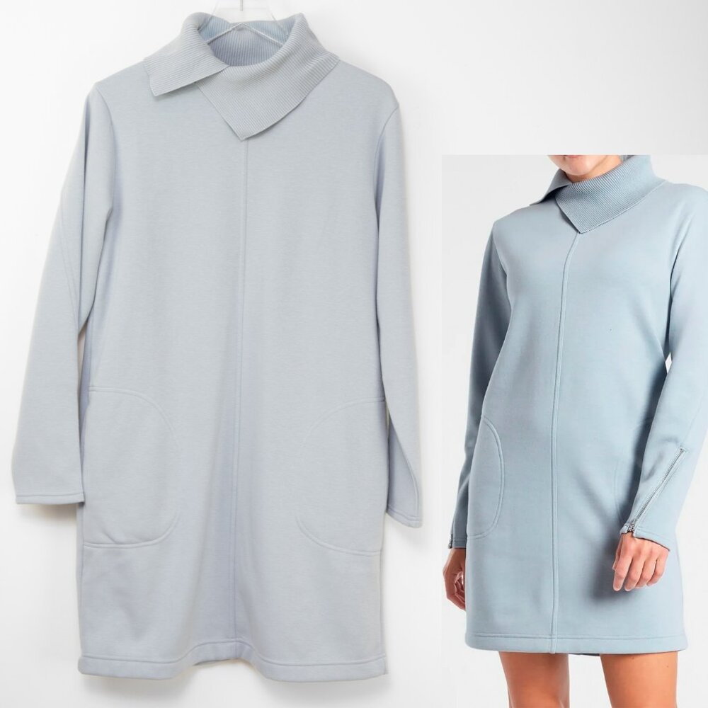 Athleta Cozy Karma Vela Dress Plush Mini Long Sleeve Voyage Grey Size Medium